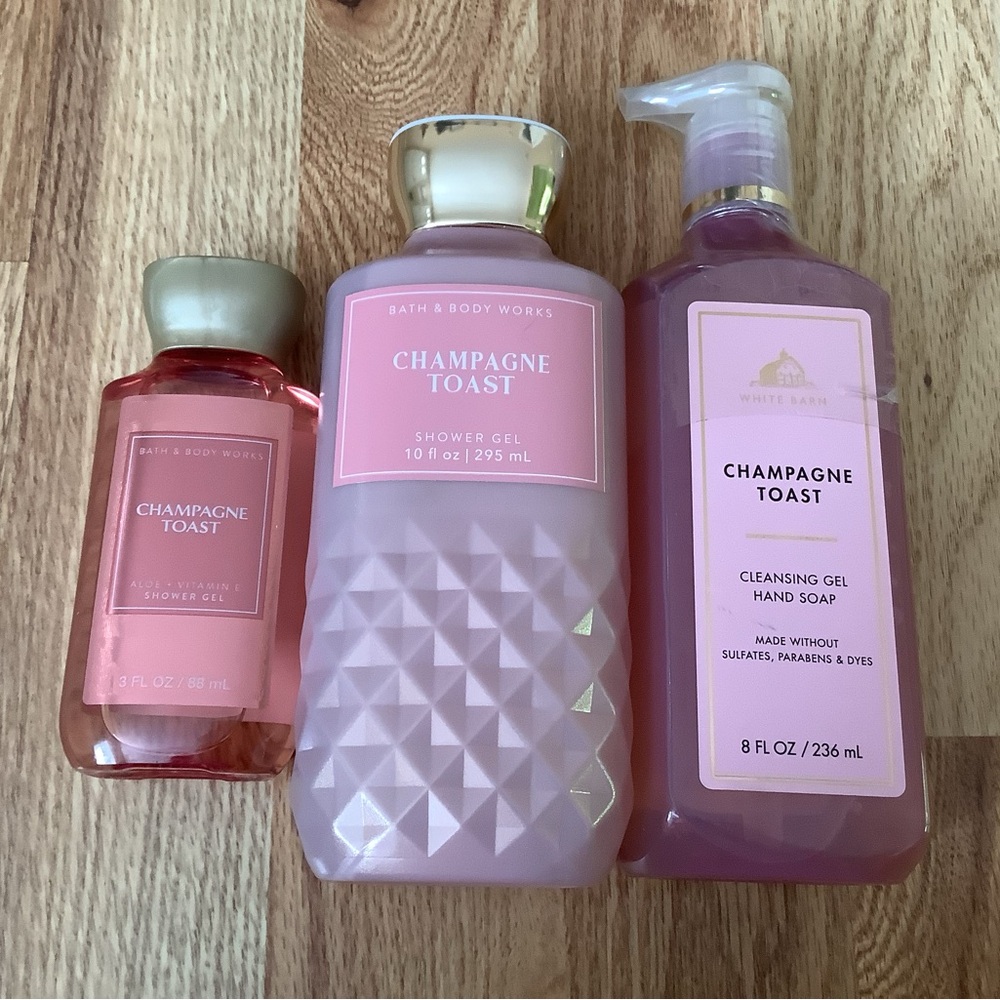 New, unused Bath & Body Works Champagne Toast 3-piece bundle